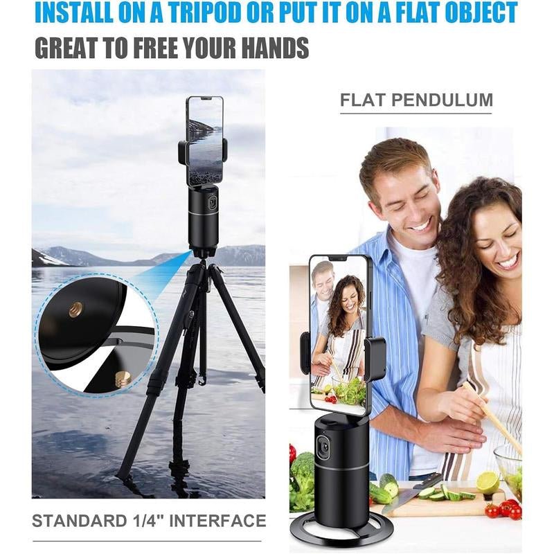 Automatic Face Tracking Phone Holder Tripod, No App Required, 360 ° Rotation Smart Face Body Tracking Tripod Selfie Phone Camera Install Phone Holder, Suitable for Tiktok, Vlog, Live Streaming, Youtube Videos