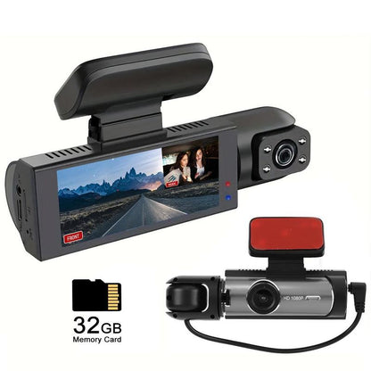 Dual Lens 1080P HD Car Dashboard Camera with 32GB Card, Wide Angle Driving Recorder, IR Night Vision, 3.16 Inch Screen - Ideal Automotive Gift