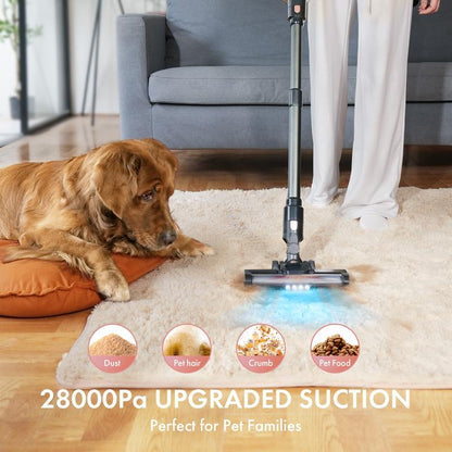 Homeika Cordless Vacuum Cleaner with 28Kpa Suction Power, 380W Brushless Motor, 8-in-1 Versatility, 50-Minute Runtime, Removable Battery, Ideal for Pet Hair and Carpets