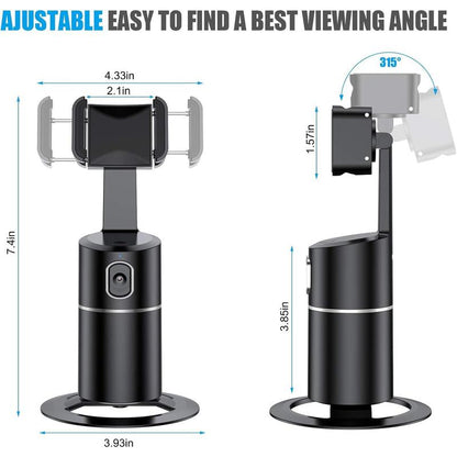 Automatic Face Tracking Phone Holder Tripod, No App Required, 360 ° Rotation Smart Face Body Tracking Tripod Selfie Phone Camera Install Phone Holder, Suitable for Tiktok, Vlog, Live Streaming, Youtube Videos