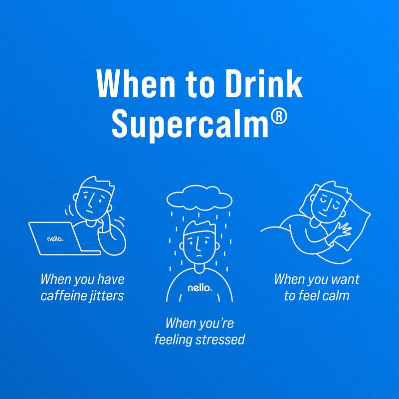 Nello Supercalm Calming Drink Mix with KSM-66 Ashwagandha, Vitamin D3, Magnesium, and L-Theanine – Supports Cortisol Balance, Mood Enhancement, and Sleep Quality – Convenient Travel Packets (20 Servings)