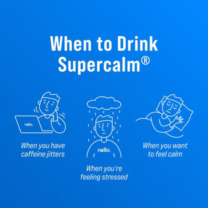 Nello Supercalm Calming Drink Mix with KSM-66 Ashwagandha, Vitamin D3, Magnesium, and L-Theanine – Supports Cortisol Balance, Mood Enhancement, and Sleep Quality – Convenient Travel Packets (20 Servings)