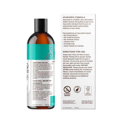 Gurunanda Cocomint Oil Pulling Solution with 7 Essential Oils and Vitamins D, E, and K2 - 8 Oz