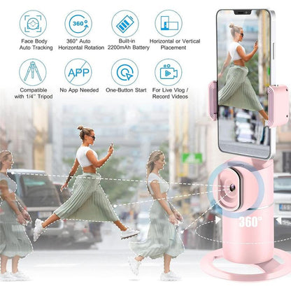 Automatic Face Tracking Phone Holder Tripod, No App Required, 360 ° Rotation Smart Face Body Tracking Tripod Selfie Phone Camera Install Phone Holder, Suitable for Tiktok, Vlog, Live Streaming, Youtube Videos