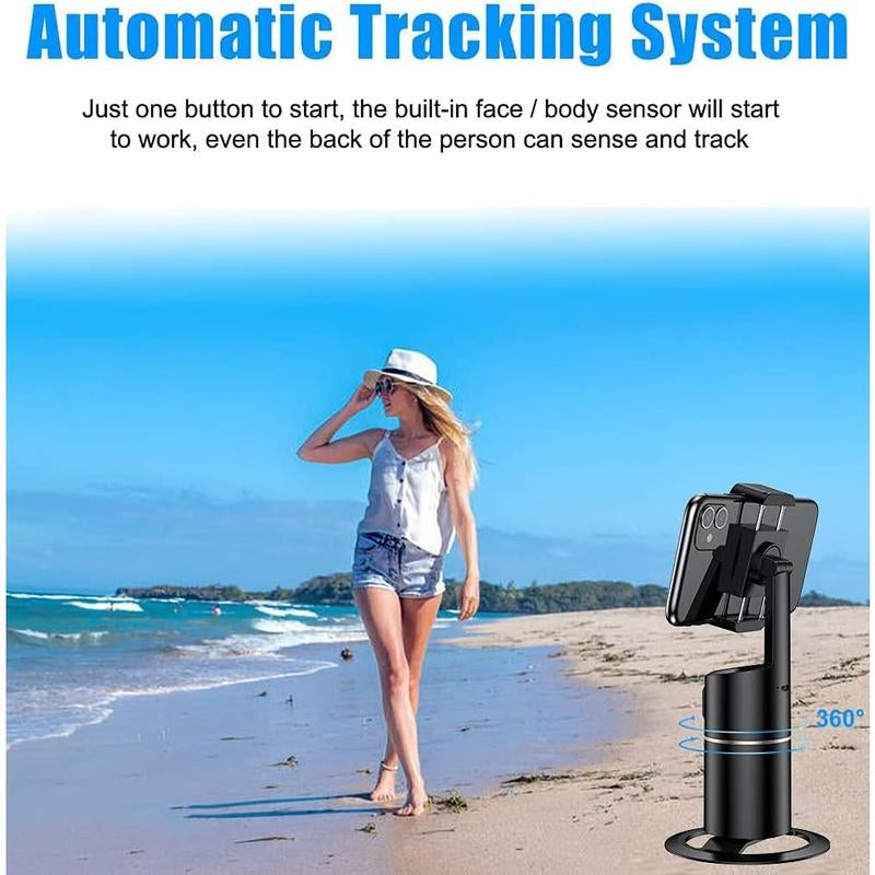 Automatic Face Tracking Phone Holder Tripod, No App Required, 360 ° Rotation Smart Face Body Tracking Tripod Selfie Phone Camera Install Phone Holder, Suitable for Tiktok, Vlog, Live Streaming, Youtube Videos