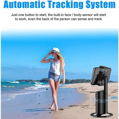 Automatic Face Tracking Phone Holder Tripod, No App Required, 360 ° Rotation Smart Face Body Tracking Tripod Selfie Phone Camera Install Phone Holder, Suitable for Tiktok, Vlog, Live Streaming, Youtube Videos